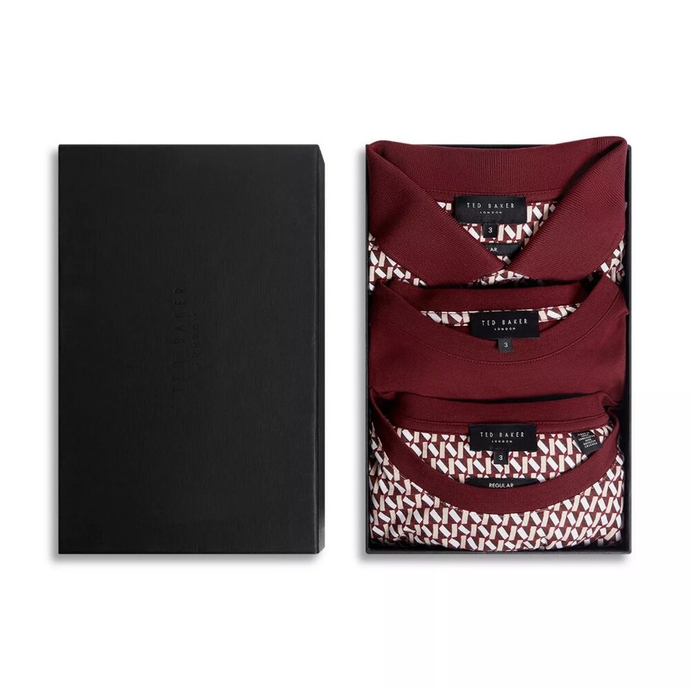 Ted Baker Men's Maroon Short Sleeve Gift Set - 3 Shirts - USA Size Large (4).